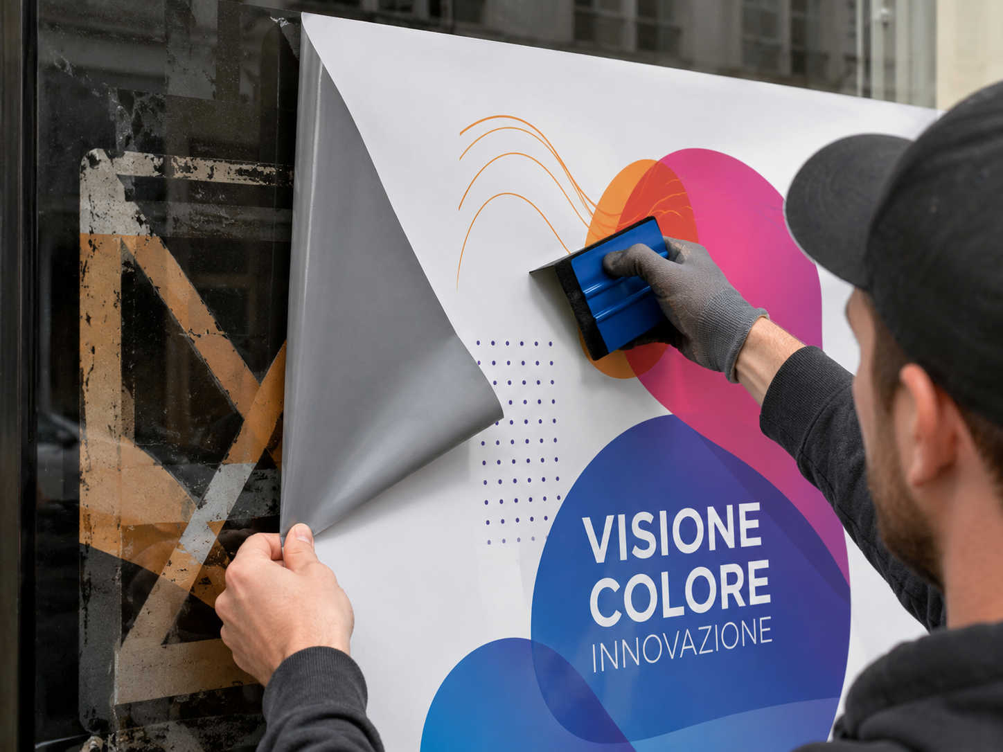 Opaque decal with grey adhesive