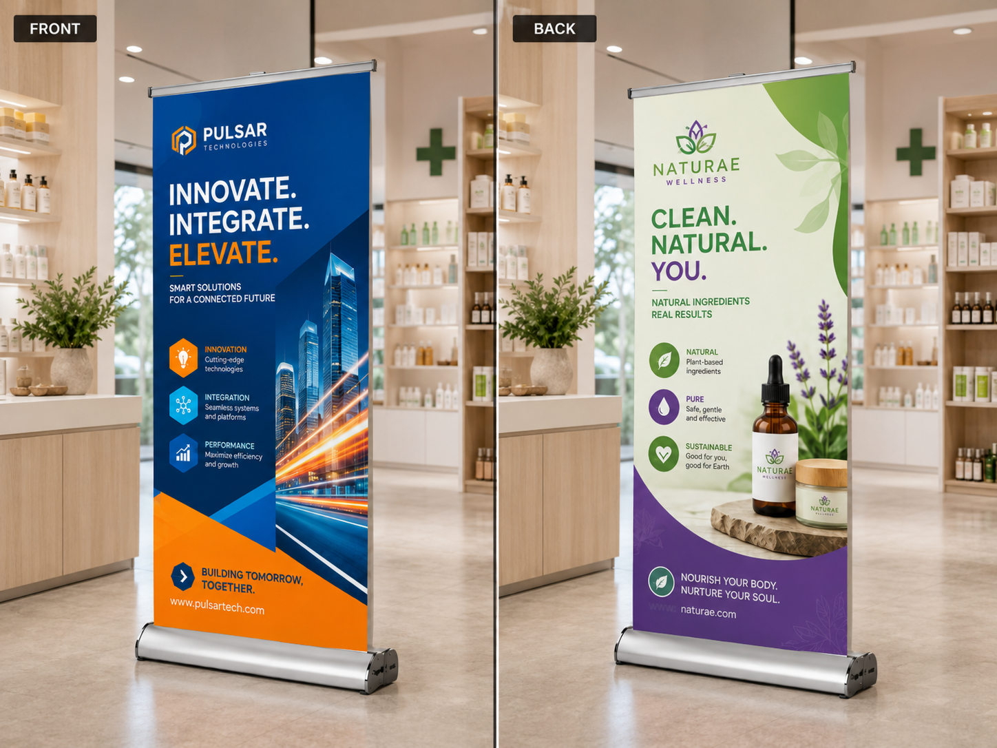 Economy double-sided roll-up