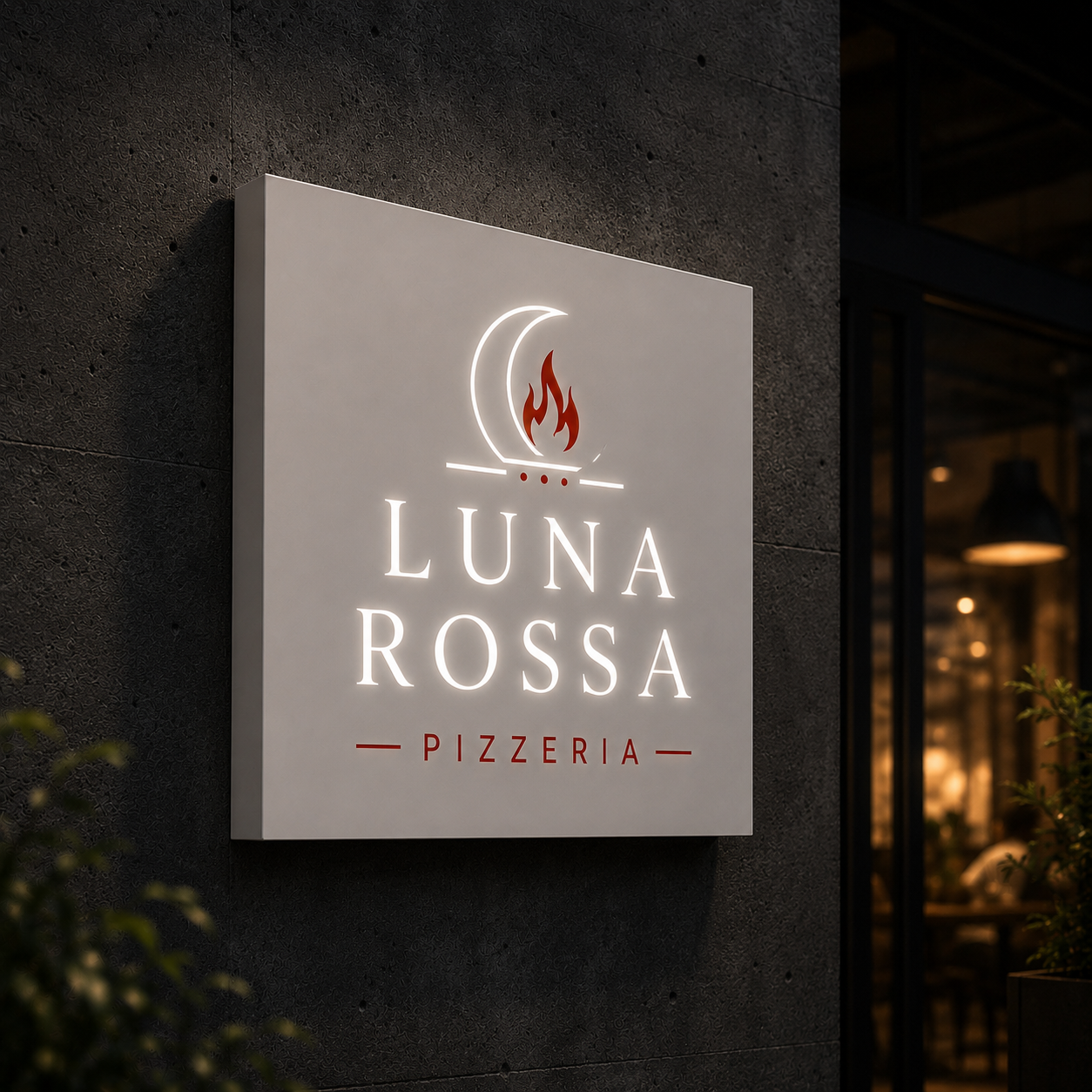 Single-sided illuminated press-braked cut-out sign